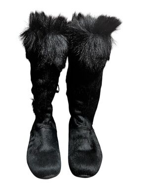 Tecnica Black Fur Women's Tall Apres Ski Winter Boots Size 10